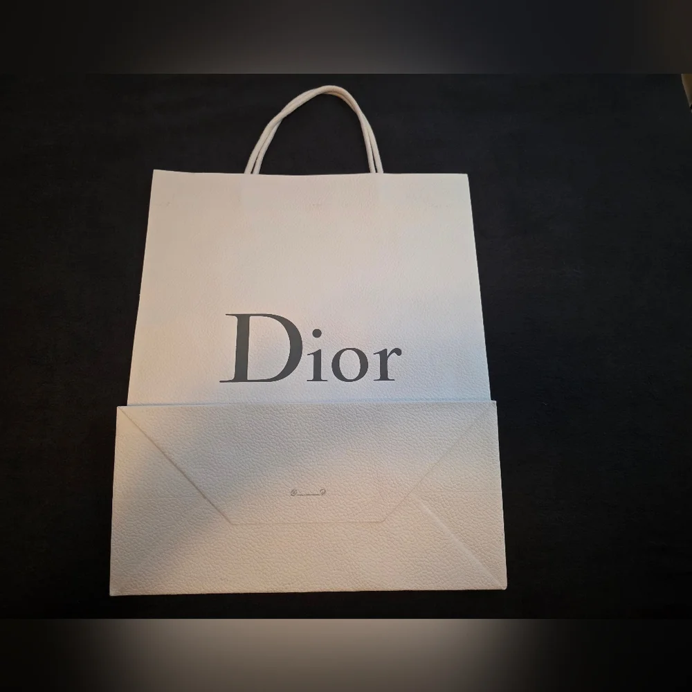 Authentic Dior White Textured Shopping Bag – Large Size, 18” x 15” x 5.5”